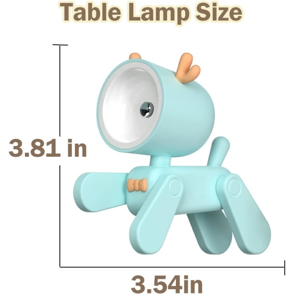 Mini LED-bordslampa för barn, uppladdningsbar blå söt hjort skrivbordslampa nattlampa Mobiltelefonhållare, barn student hopfällbar bärbar läsnattlampa