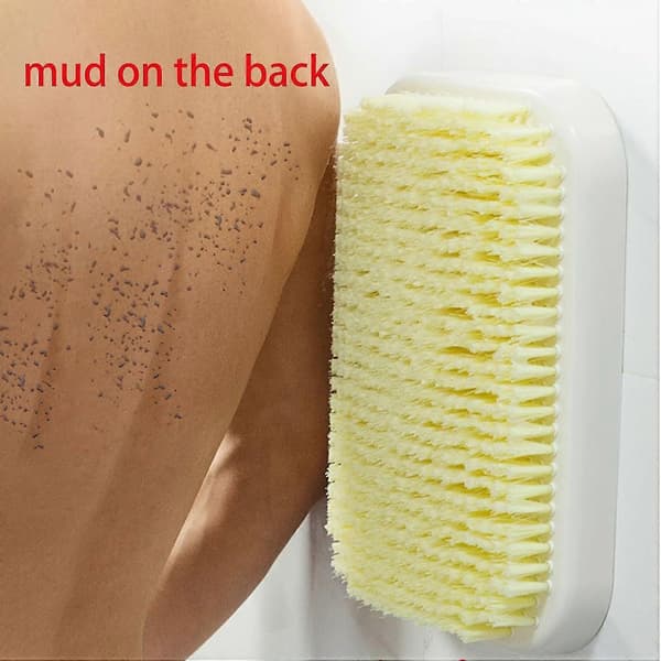 Väggmonterad ryggskrubb för dusch, stor exfolierande borste för duschbadskrubb, handsfree ryggborste, kroppsskrubb