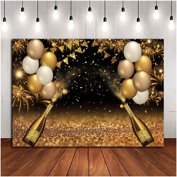 Svart guld ballongfotografi bakgrund guld champagne bokeh foto bakgrund bal semester fest tillbehör dekoration studio rekvisita banderoll 5x3ft