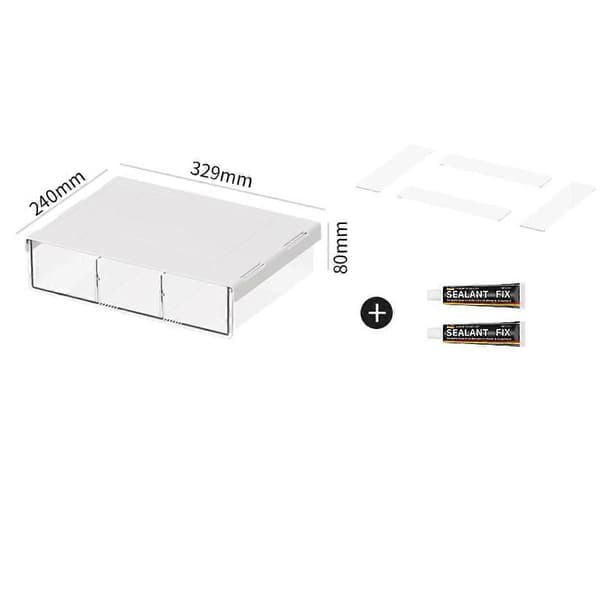 Under-desk Drawer Storage Box — Self-adhesive Pull-out Organizer, PET+ABS