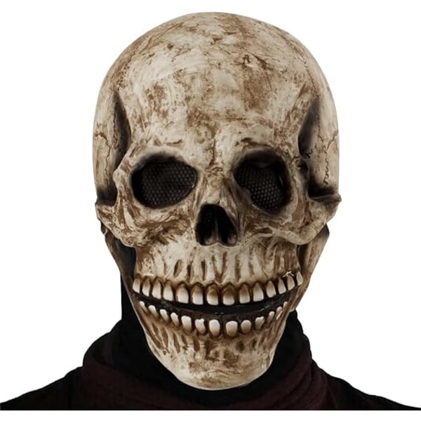 Halloween Skeleton Mask, Creepy Halloween Full Head Skull Mask with Movable Jaw, 3D Halloween Masks for Men Cosplay Universal Adult Size