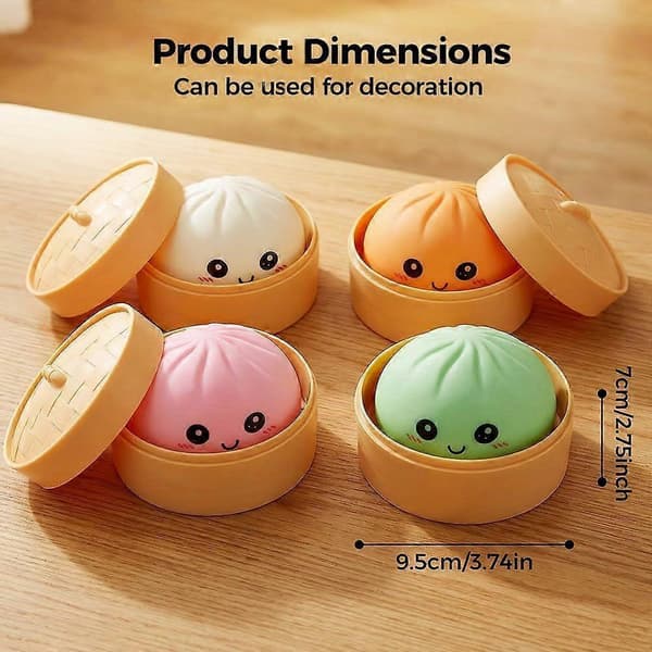 Dumpling Squishy, Mystery Dumpling Squishy, Dumplings Sensorisk Klemmelegetøj til Stresslindring, Blød Klemme Dekompressionsdej til Voksne Klasseværelsespræmier White