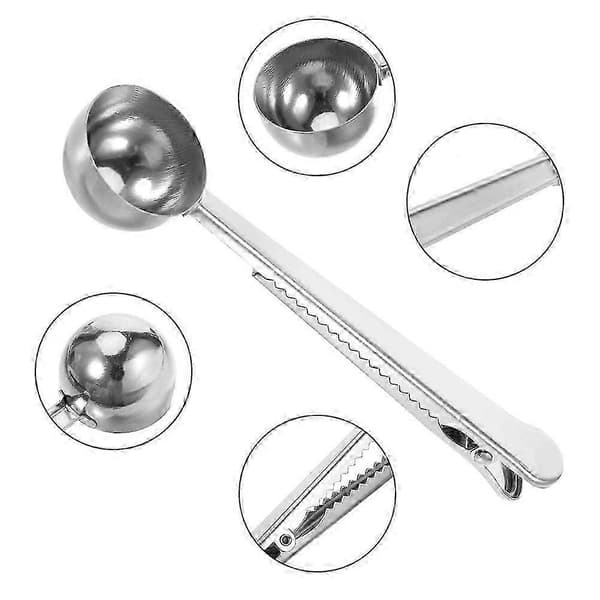 Kaffemåleske forseglingsclips, kaffeposeclips rustfrit stål formalet kaffe kaffeske med poseforseglingsclips