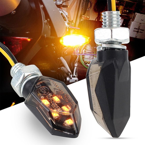 4 x Mini-blinkers, 12V 5 LED för motorcykel, Mini Light M8, LED-blinkers för motorcykel, Pedalbil, Gul