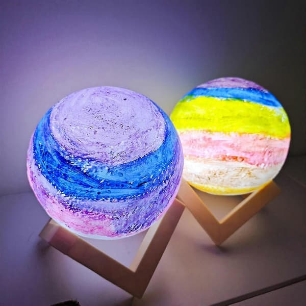 Mal dit eget månelampe-sæt, gør-det-selv 3D måne-natlampe med træfod, kreativt kunsthåndværkssæt til børn