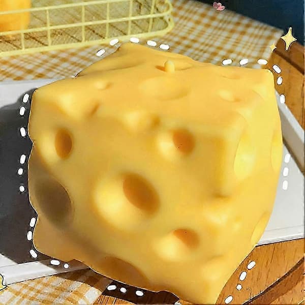 Easy Sqweezy Super Cheesy - Squeeze This Large, Fun, Squeezable, Slow-Rising, Extra Soft Giant Cheese Slice for Stress Relief B
