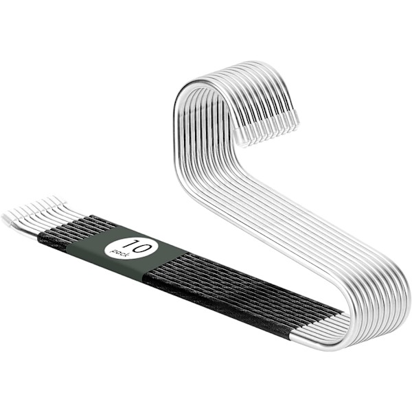 Åbne bukseophæng i rustfrit stål - 10 stk. 8 mm tykke bukseophæng i rustfrit stål, alsidige skridsikre bøjler til tunge bukser, jeans, bukser.