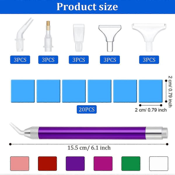 6 kappaletta LED-timanttimaalauskynää valolla 5D-timanttimaalaustyökalu