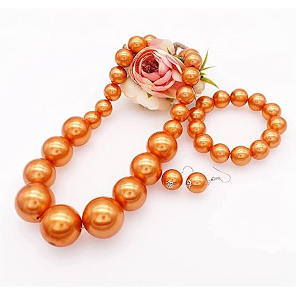 Perle Choker Halskjede Stor Perle Statement Halskjede Trendende Choker Perle Bryllup Smykker for Bruder Boho Perle Smykker Sett