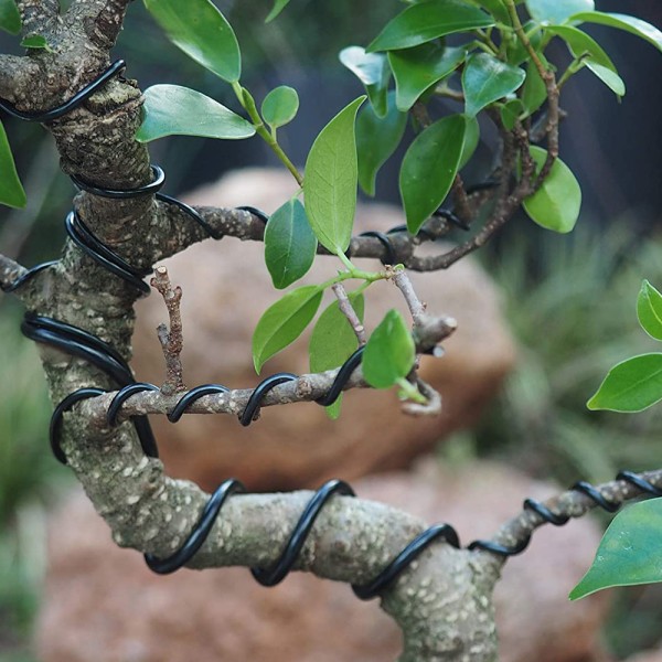 3-pak Bonsai-tråd Anodiseret aluminium Håndværk DIY-tråde Bånd til håndværk Fremstilling, Størrelse 1,0 mm/1,5 mm/2,0 mm（Brun, sort）-Sort