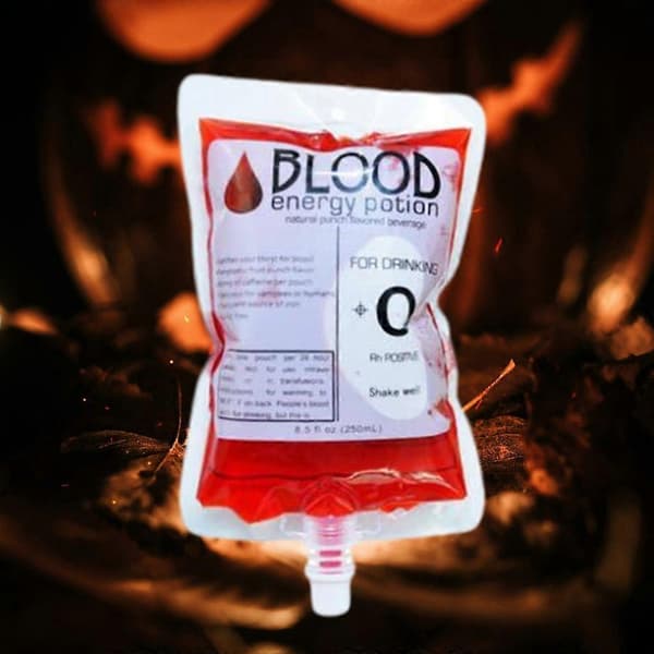 10-pak Halloween Blodpose til Drikkevarer Genanvendelig Beholder Juicepose Rekvisit 10