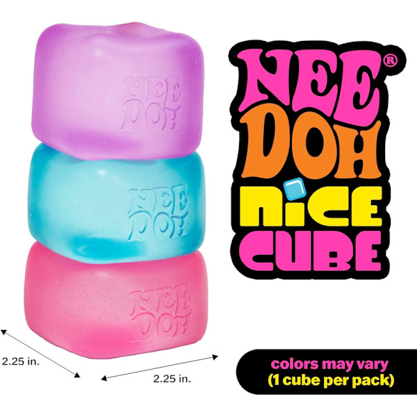 Schylling NeeDoh Nice Cube - Sensorisk klemmelegetøj, Super Solid Squeeze - 2,25 tommer (ca. 5,7 cm) terning - (1 stk) Lilla Purple 1pcs