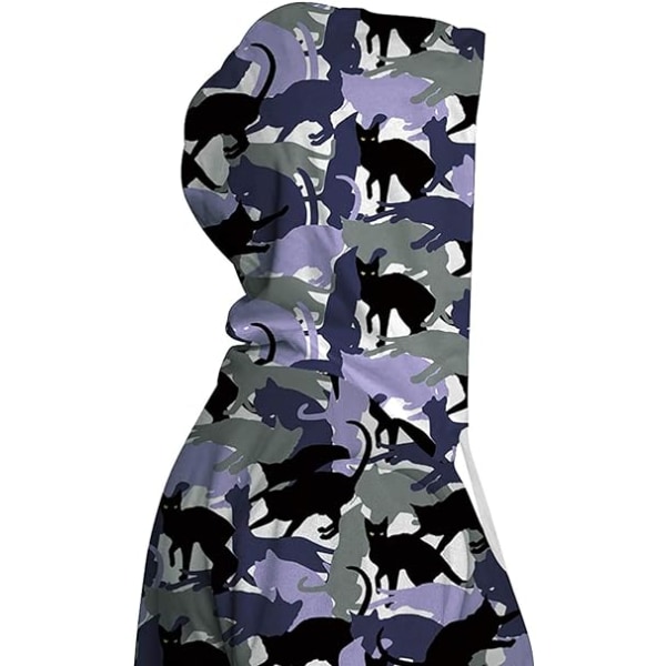 Långärmad luvtröja för män Halloween rolig tröja med rund hals och känguruficka Jul flerfärgad 3D- print (Storlek：XL) Purple XL