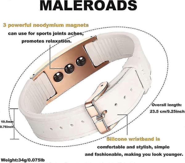 Magnetisk Terapi Armbånd til Lindring af Gigt og Lymfedrænage, Silikone Rustfrit Stål Unisex Armbånd (Sort) Black