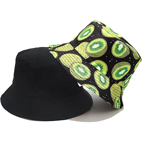 Arogheiz Spandauhat til Kvinder Dobbeltsidet Solhat Reversibel Blomster Frugt Print Fiskerhat til Rejser Strand Fiskeri Pool