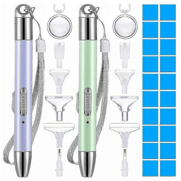2 stk. 5D diamantmalerpen diamantmalerværktøj LED-punktboreudstyr