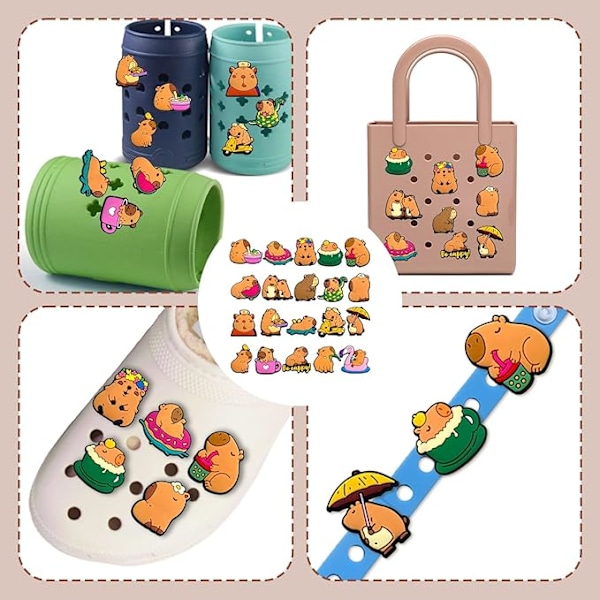Crocs Bowls, 20 stk. Søde Dyre Ko Dekorative Pins, PVC Crocs Tilbehør, Børn Teenagere Kvinder Piger Træsko Tilbehør