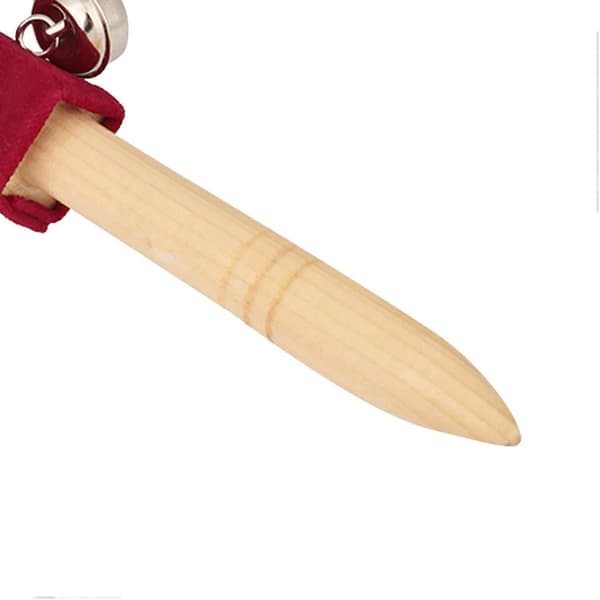 Handhållet träinstrument med 21 bjällror, slädestick för barn (röd)