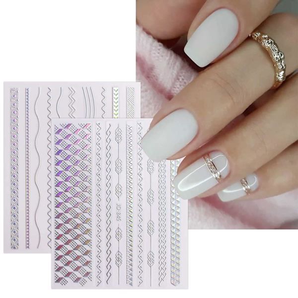 12 ark Aurora neglekunst klistremerker klistremer selvklebende Pegatinas Uñas glitter holografisk negleutstyr neglekunst design dekorasjonstilbehør