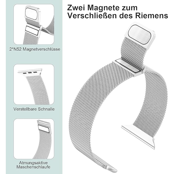 2 Stykker Remme Kompatible med Apple Watch Armbånd, Dobbelt Magnet Justerbar Rustfrit Stål Metal Kompatibel med iWatch Armbånd Se Ultra Series Starlight + Gold 42/44/45/49mm