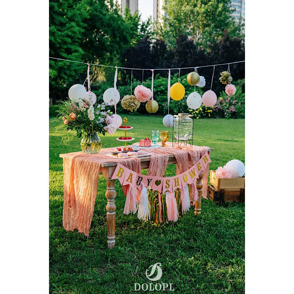 Thanksgiving bordslöpare Rost Cheesecloth bordslöpare 13,3ft Boho Gauze ostduk 160 tum lång för bröllop brud födelsedagsfest bord