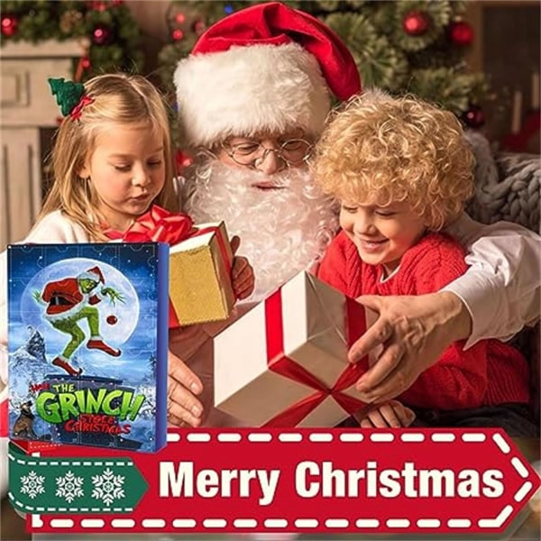 Julekalender 2023, adventskalender, adventskalender for barn, med 24 stk Grinch julefigurer for barn julegavefest