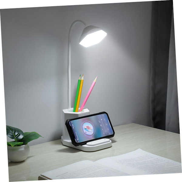 1 stk. bordlys for skrivebord hvit pennbeholder bordlampe ladelampeskrivebordslampe ladepultlampe