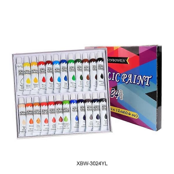 Akrylfärgset 24 färger Akrylfärg DIY Pigment Målarverktyg