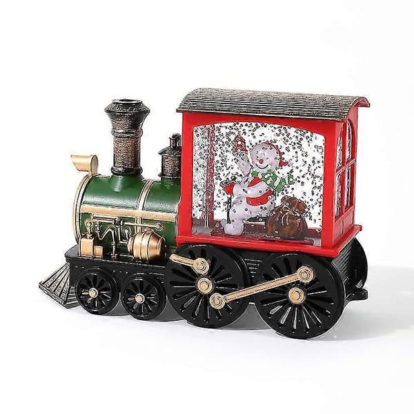 Christmas Snow Globe Lantern Train For Christmas Home Decor Gift Snowman green