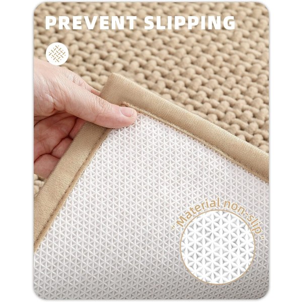 16\"x24\" Chenille Badrumsmattor - Färg G Tunna Badrumsmattor Passar Under Dörr - Absorberande, Platt, Halkfri, Mjuk, Maskintvättbar