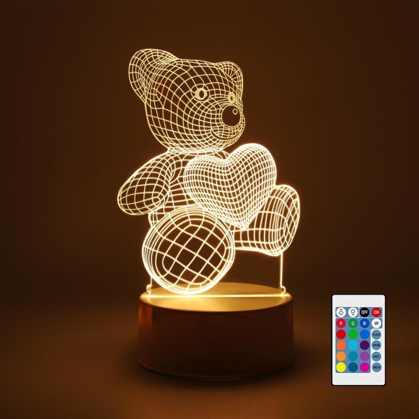 Dream Love Stitch Natlampe Gaver, Stitch 3D Led Bordlampe Fjernbetjening Intelligent Fjernbetjening Stitch Bordlampe 16 Farve Stitch Lys