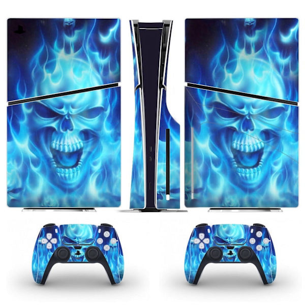 Playstation 5 Slim Ps5 Slim Menneske Skelet Skin Decal Og Controller Stickers Sæt, Ridsefast (Disk) Style08