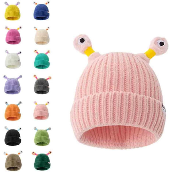 Sød lille monster LED strikket hue, dame vinterhue, pigehue, børne vinterhue, sjov lysende monster strikket hue