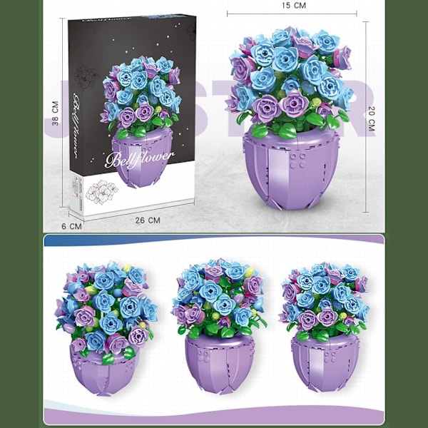 Blomsterbuket Byggesæt, 372 Dele Bonsai Blomstersæt, Kreativ DIY Kunstige Blomster Bonsai Konstruktion Legetøj (92360)