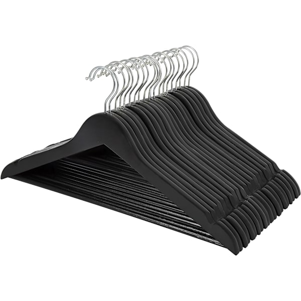 Träklädhängare, 30-pack, svart