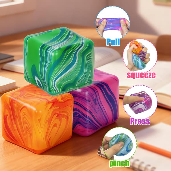 4-pak Fidget Legetøj, Squishy Cube, Ice Cube Squishy til angst- og stresslindring for voksne, langsomt stigende sensoriske stressbolde, klasseværelsespræmie