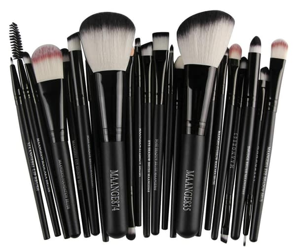 22 stk. makeupbørster Svart black