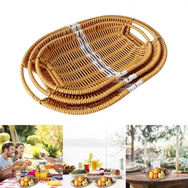 Bekväma mathållare Effektiva ovala korgar i rottingväv Elegant matpresentation och serveringsbricka liten