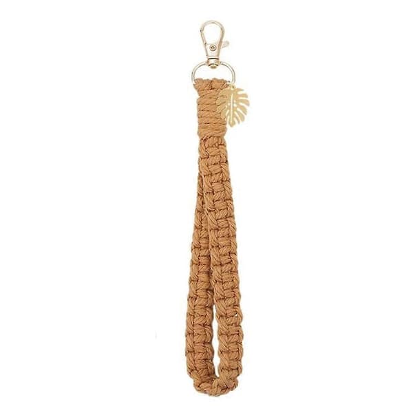 1 sæt DIY Makrame Nøglering Sæt Vintage Boho Makrame Palmeblad Nøglering Fremstillingssæt til Begyndere Dar