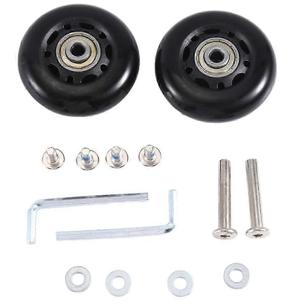 2-pack 60x18mm PU svängbara hjul för bagagebyte, resväskhjul med kullager i kolstål Black