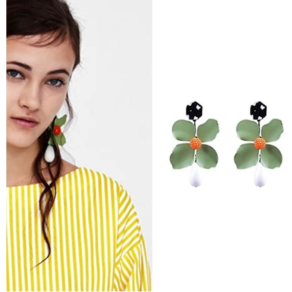 Legering Blomdrop Resin Halsband Örhängen Kvinnor Flickor Grön