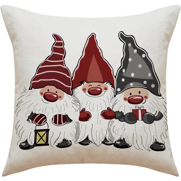 4 stk. Merry Christmas pudebetræk Julemand gaver juletræ firkantede pudebetræk linned lynlås pudebetræk (18x18 tommer)