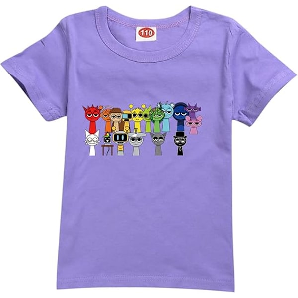 Sprunki T-paita pojille lapsille Sprunki paita faneille lahja hahmo painettu taapero t-paidat Sprunki Merch Opiskelija topit Purple 170cm