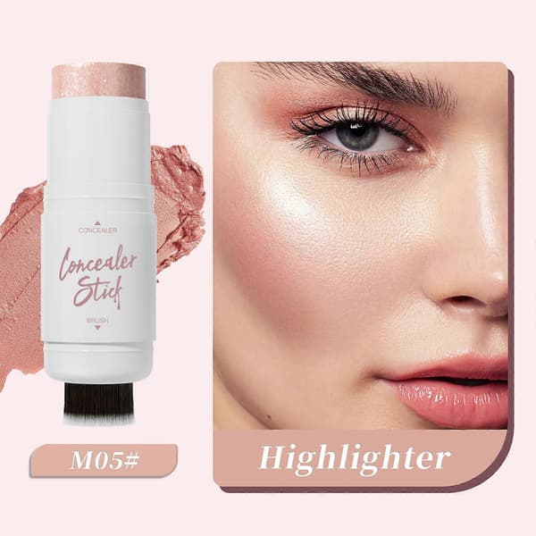 2 i 1 Dubbelhövdad Highlighter Stick Bronzer Stick Contouring Stick Multifunktionella Sminkpennor Rouge Stick