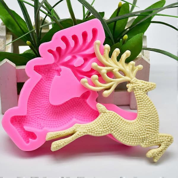 3D juleelg rosa silikon kakeform hjorteform for baking