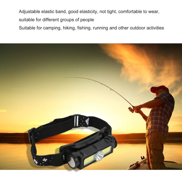 Hodelykt 7 Lysmoduser Oppladbar Vanntett Justerbar Lampe for Utendørs Fiske Camping Fotturer Løping Lysstang Hodelykt LED Lommelykt