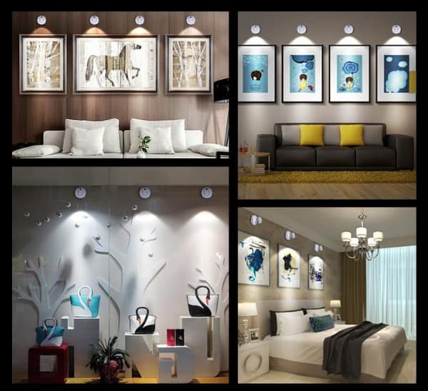 Wireless Spotlights Battery Operated Picture Lights Mini Accent Lights Indoor Dimmable LED Spotlights with Remote Control Stick Anywhere Rotatable Wall