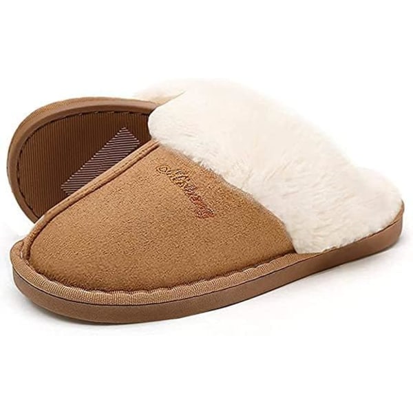 Hustofflor för kvinnor män, fuzzy Fluffy Memory Foam Slip on House Skor Anti-sladd Super Warm (Storlek：5-6)