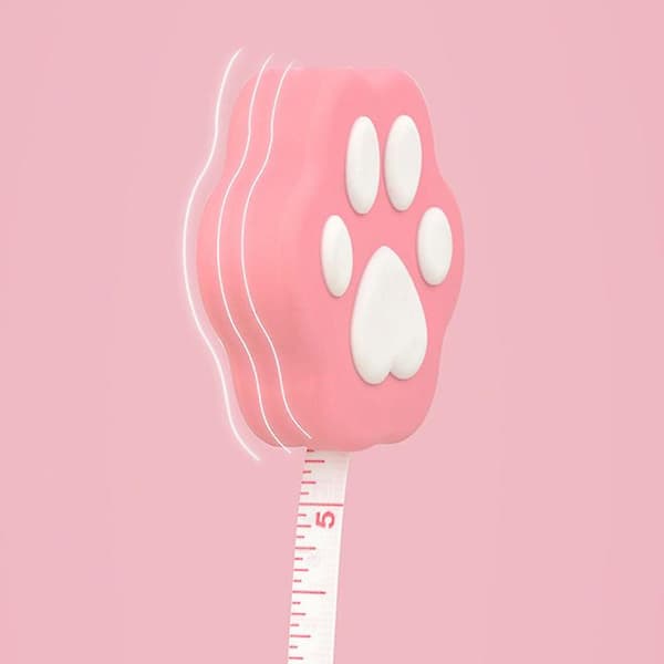 Mini Kattfot-formad Infällbar Kroppsmåttband med Tryckknapp Infällbar Kropp Rosa Pink 1pc