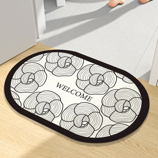 Husholdningsbadeværelse absorberende gulvmåtte, 60X90cm, badeværelsesindgang skridsikker måtte, toiletindgang fodmåtte, soveværelse badeværelse tæppe, hvid White 60*90cm
